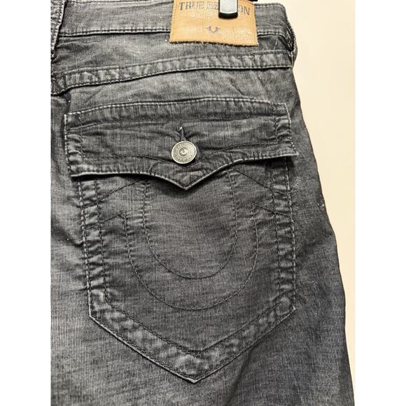 True Religion Jeans Ricky Relaxed Straight Black Grey corduroy Men's Size 34X 33 - Picture 9 of 13